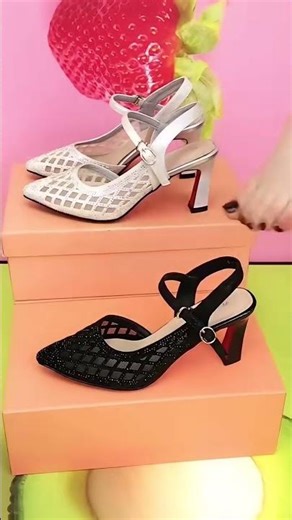 Pointed Toe Rhinestone Mesh Sandals | Stylish Open-Back Heels for Summer Outfits #shortsfeed