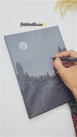 Painting Serene Landscape with Arabic Calligraphy | Easy Art for Beginners #Shorts