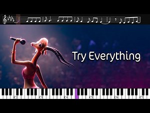 Try Everything • from Zootopia • short version • karaoke, instrumental, sheet music, piano tutorial