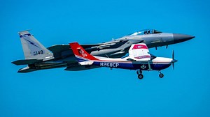 Dramatic scenes as U.S. F-15 fighter jet intercepts small plane