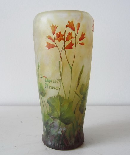 DAUM NANCY Cameo Glass Acid Etched Vase With Pretty Red Bell Flowers, Art Nouveau, Signed With Lotharian Cross and Daum, Ca 1910 - 1920 - Etsy