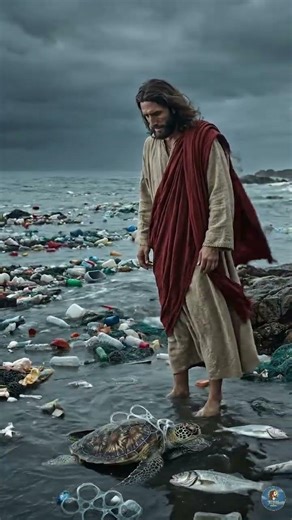 The Holy Man Saves a Turtle from a Dying Ocean