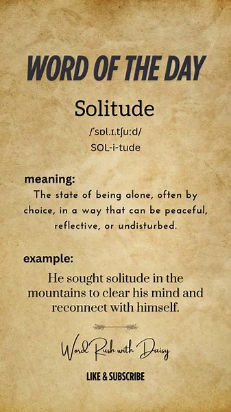 Word of the Day: Solitude 🌿 | Meaning, Pronunciation & Example | English Vocabulary Shorts