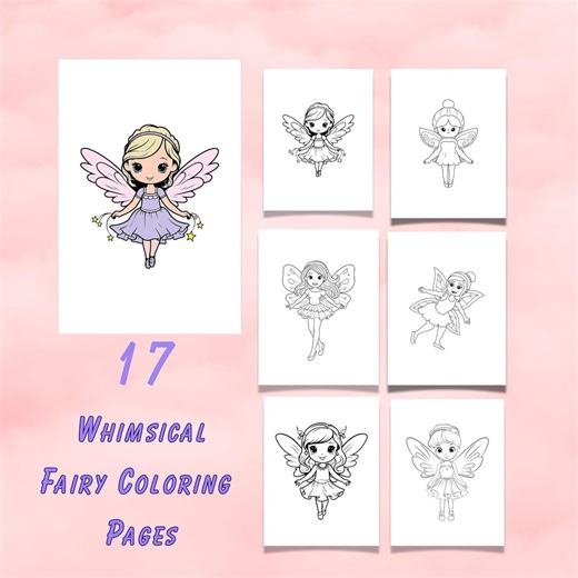 17 Whimsical Fairy Coloring Pages - Kids & Adult Rainy Day Activity - Etsy