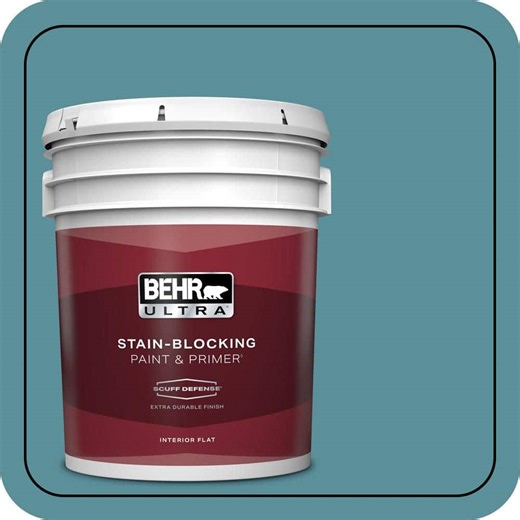 Check The Home Depot's Q&A Before Buying: BEHR ULTRA 5 gal. Home Decorators Collection #HDC-AC-23A Cabana Blue Extra Durable Flat Interior Paint & Primer