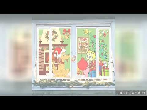 Christmas Decorations Party Banner Christmas Window Silhouette Decoration Girl Dog Window Cover Chri