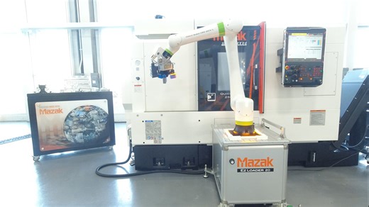 2.9K views · 38 reactions | Our Ez LOADER 20 takes productivity to the next level with two-pallet operation that allows continuous part loading and unloading ⏯️ Integrated with a collaborative robot, vision sensor, and intelligent software, this compact system works safely and efficiently alongside your CNC turning centers, multi-tasking machines, and vertical machining centers. https://bit.ly/4jjiHLc | Mazak North America | Facebook