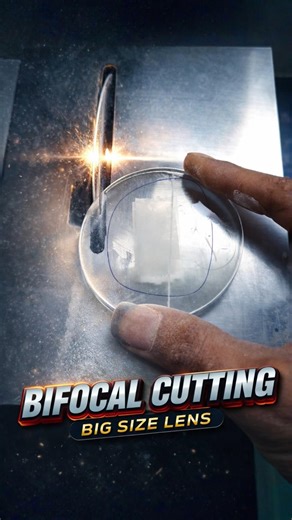How To Cutting Bifocal Bold Size Lens | Bifocal Lens Cutting in Optical Lab