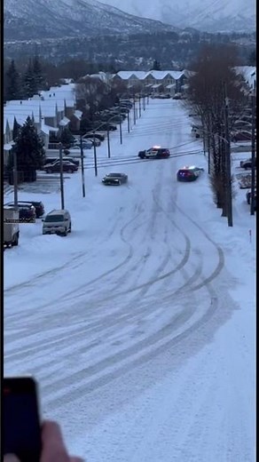 High-Speed Police Chase Slides Down Icy Hill 🚔❄️