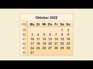 Kalender Oktober 2022