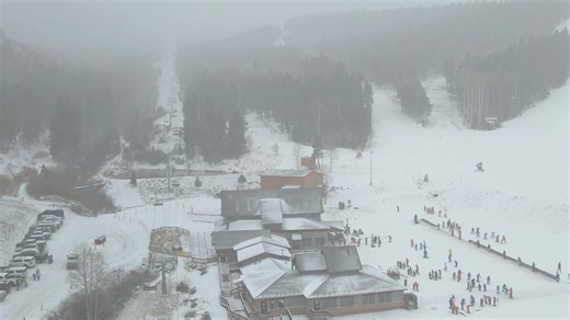 Snow is falling at Angel Fire! This morning at Angel Fire, the usually vibrant blue skies gave way to clouds and snowfall ❄️ at our mountain resort! Skiers and snowboarders have access to all of our lifts and 16 trails while the snow continues to fall, we hope, all day! | Angel Fire Resort