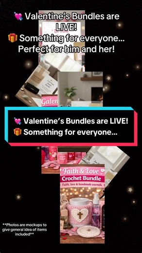 💖✨ Valentine’s Bundle Showcase! ✨💖 Love is in the air — and we’ve got a bundle for everyone! Whether you’re shopping for yourself, your bestie, your partner, or your home, these limited-edition Valentine’s bundles are perfect for gifting, self-care, or cozying up with a little love. ✨ Bundles featured in this video: • Valentine’s Mystery Love Box – 4–7 surprise items, with higher tiers including a crocheted item or tumbler. Every box is different! • Love You a Latte Cozy Bundle – Faith-based t