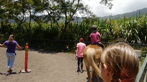 The girls horseback riding
