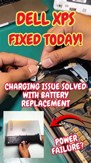 A Dell XPS laptop came in with battery issues and a faulty charging port. After careful inspection, the device was opened and the internal components were safely accessed. ,💯 The old battery was removed and replaced with a new, reliable unit. The damaged charging port was also carefully detached and replaced to ensure stable power connection. 💻 After reassembly and testing, the laptop now charges properly and runs smoothly again. Another successful repair completed with precision and care. #De