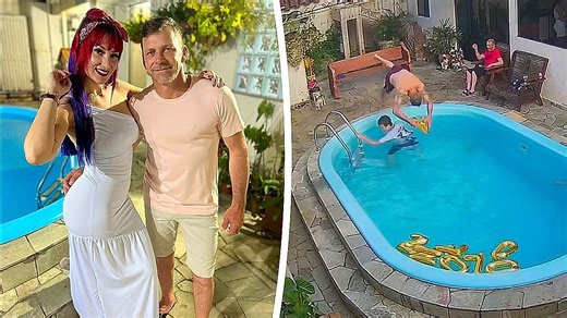Quick-thinking wife saves husband after pool dive goes wrong