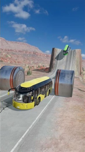 Colorful Capsuls Bus Vs Giant Hydrulic press BeamNgdrive