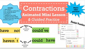 Contractions Animated Mini Lesson and Guided Practice