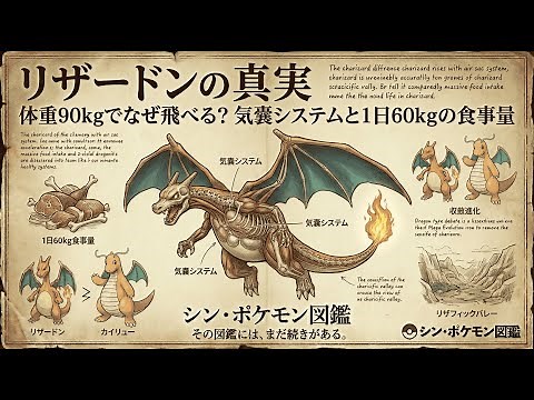 【0006｜リザードン】体重90kgでなぜ飛べる？リザードンの飛行を可能にする「気嚢システム」と1日60kgの食事量