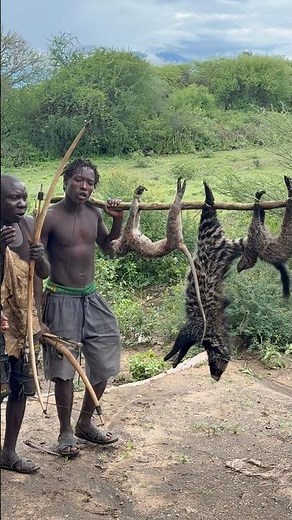 Chaba & Friends Celebrate the Big Catch 🎉🔥 #hadzabetribe #africanculture #hunting #food