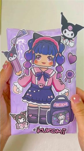 Paper Diy 🌟 Roblox + Kuromi sticker book / school dress up🔥 #sticker #sanrio #diy #kuromi #roblox