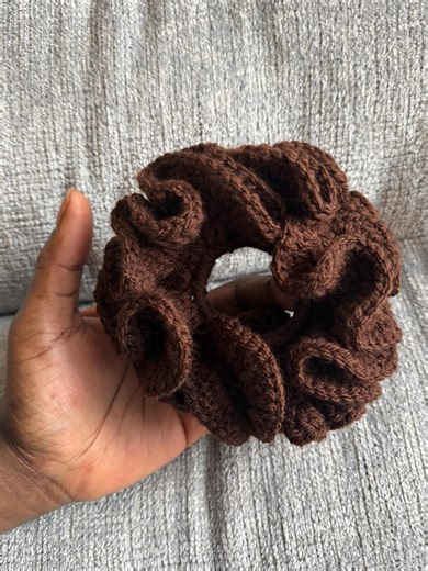 Chocolate Brown| Handmade Large Crochet Scrunchie | Loc Accessory for Locs, Braids & Natural Hair - Etsy
