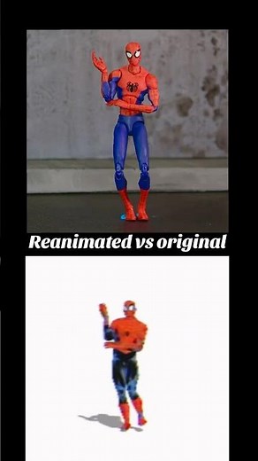 Stopmotion reanimated vs original dancing Spider-Man Gif #stopmotionanimation #spiderman #marvel