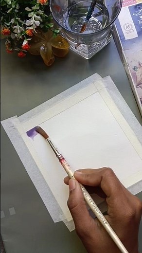 Simple Watercolor Painting for Beginners | Purple Sky & Moonlight Tree