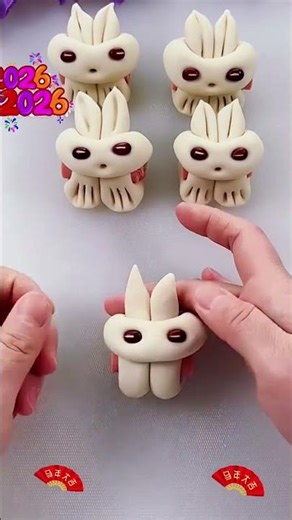 These little dough bunnies are too cute to eat! 🐰🥖 #Shorts #FoodArt