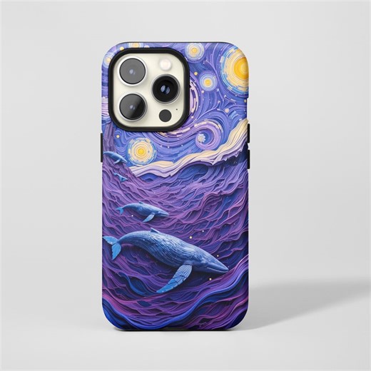 Starry Night Inspired Whale Phone Case,whimsical Paper-cut Surreal Ocean Print,for iPhone 17 16 15 14 13 12 11promax,samsung S26 S25,magsafe - Etsy