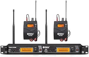 D Debra PRO UHF IEM ER-2040 Dual Channel Wireless in Ear Monitor System with Earphone, for Stage, Recording, Studio, Band Rehearsal, Live Performance (with 2 Receivers)