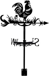 SUPERDANT Rooster Weather Vane Animals Wind Vanes for Yard Rooster Metal Weathervane Roof Mount for Gardens Outside Black Weathervanes Farmhouse Farm Barn Sheds Patio Decorations