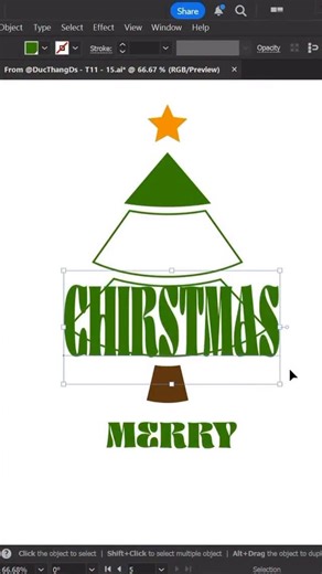Shahed M Graphic Design | Merry Christmas Tree Lettering in Illustrator | Quick & Creative Text Effect Tutorial #ducthangds #adobe #design #graphicdesign #designer... | Instagram