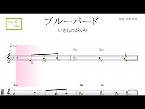 Blue Bird (ikimonogakari) anime『Naruto shippuden』OP sheet music sings with Do-Re-Mi 【key=C/Am ver.】