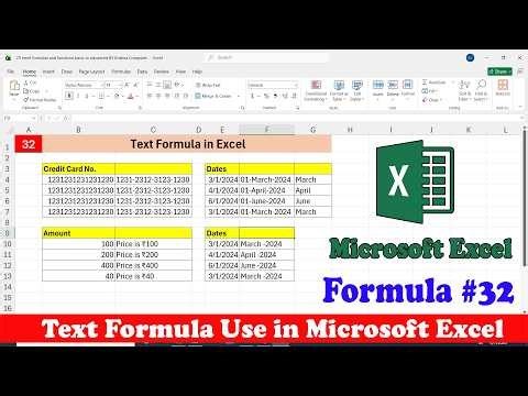 Day 32 Text Formula in Excel | Text Formula Use in Excel | Text Function in Excel | Excel Formula