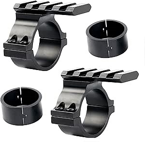 2 Pcs Rifle Scope 30mm 25.4mm 1 inch Tactical Light Flashlight Mounts Scope Ring Adaptor with Picatinny Weaver Universal Rail