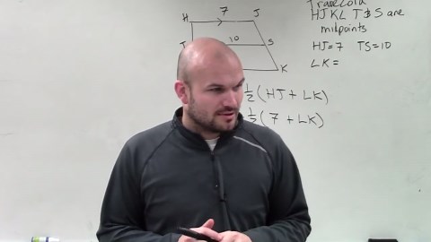 Applying the midsegment theorem to find the base of a trapezoid