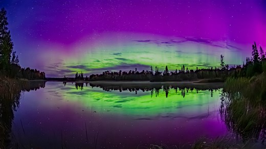 16K views · 605 reactions | A time-lapse video from early morning 9-29-25, a colorful Aurora display, over 1200 photos to make this, enjoy, I did  | David Johnson | Facebook