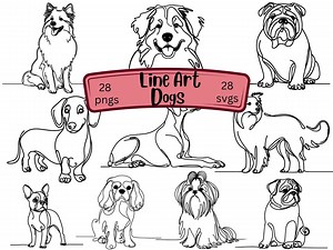 Dog Line Art SVG Bundle: 28 Continuous Line Drawings (digital Download) - Etsy