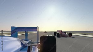 Sports Car Trying To Finish Racing In A Sunny Day. Sports And Car Racing Related 3D Animation.