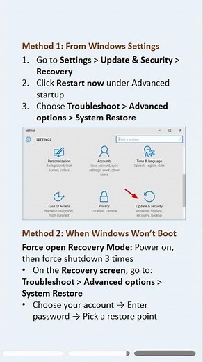 Learn how to perform System Restore in Windows 10 from boot—even if your PC won’t start! #windows10