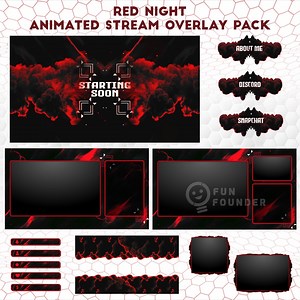 Twitch Overlay Package | Red Night Animated Stream Overlay Pack | Animated Stream Overlay Package | Twitch Panels | Stream Overlay - Etsy