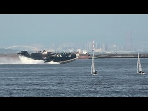 塗装も鮮やかなUS-2救難飛行艇新造機が極低速飛行で着水　New build US-2 water landing　ShinMaywa amphibious aircraft