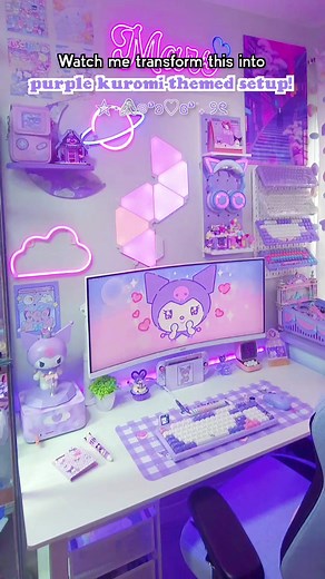 Transforming My Desk into Pastel Purple Kuromi Themed Gaming Setup