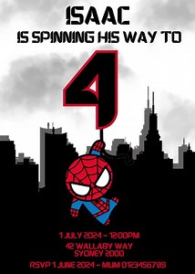 Spiderman Birthday Invitation - Digital Download - Etsy