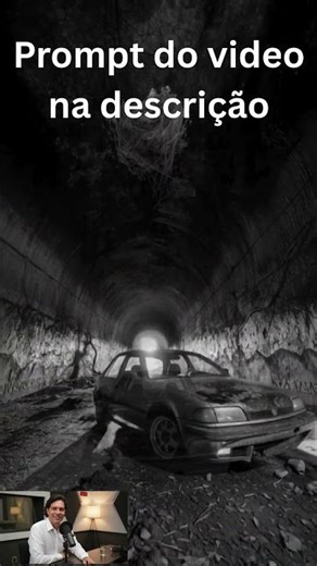 Prompt! Cena sombria e claustrofóbica no interior de um túnel rodoviário abandonado e escuro