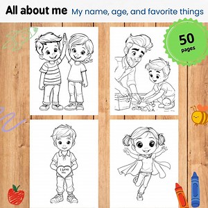 All About Me Coloring Book for Kids, 50 Printable Pages, Preschool & Kindergarten, Digital Coloring, Printable Coloring Pages, Ipad, PDF - Etsy Australia