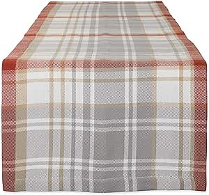 DII Thankful Autumn Collection Fall Tabletop Decoration, Table Runner, 14x108, Cozy Picnic Plaid