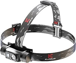 klarus HL1 Headlamp Rechargeable, 1200 Lumens Ultra Bright Head Lamp, Head Light with Breathable Headband and 2600mAh Battery, IPX6 Waterproof Headlight - Hiking & Camping Accessories