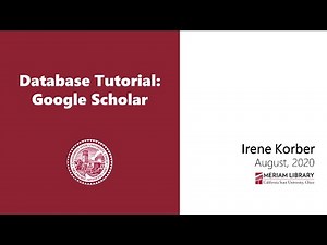Database Tutorial: Google Scholar