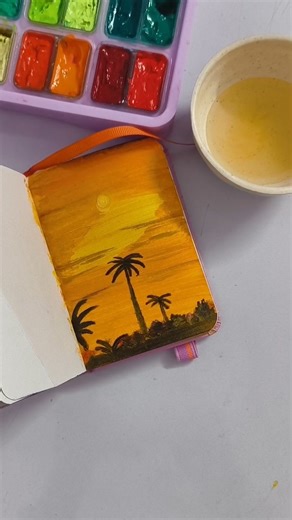 Simple Orange colour painting 🎨#shortvideo #easyartlover #watercolorpainting #artshorts #easy#viral